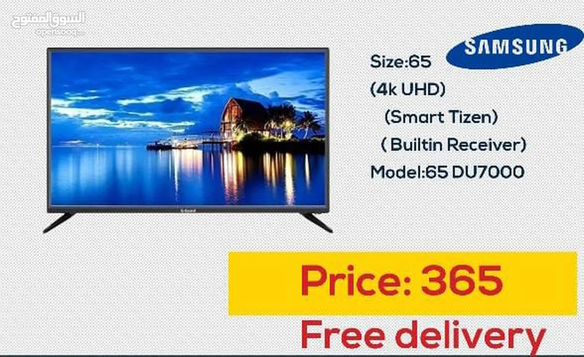 شاشه 65 سامسونج 4K SMART  مع رسيفر داخلي ومع قاعده جداريه شامل توصيل مجانا