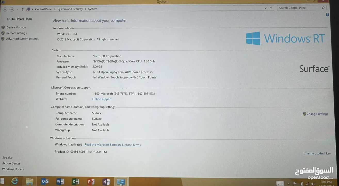 Windows Surface  RT. 8.1
