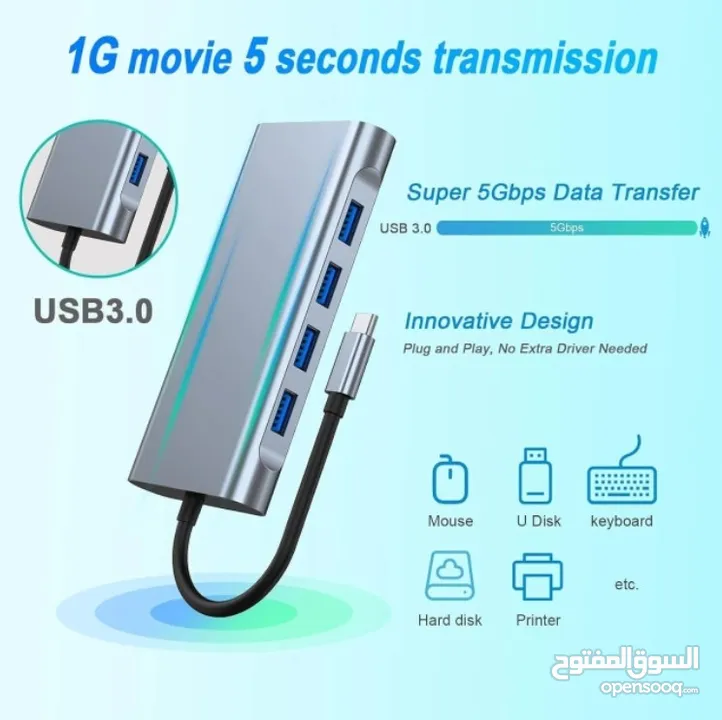 HAING HI-3023-TMA 11 in 1 Type-c To Multifunctional Adapter وصلة متعددة الاستخدام