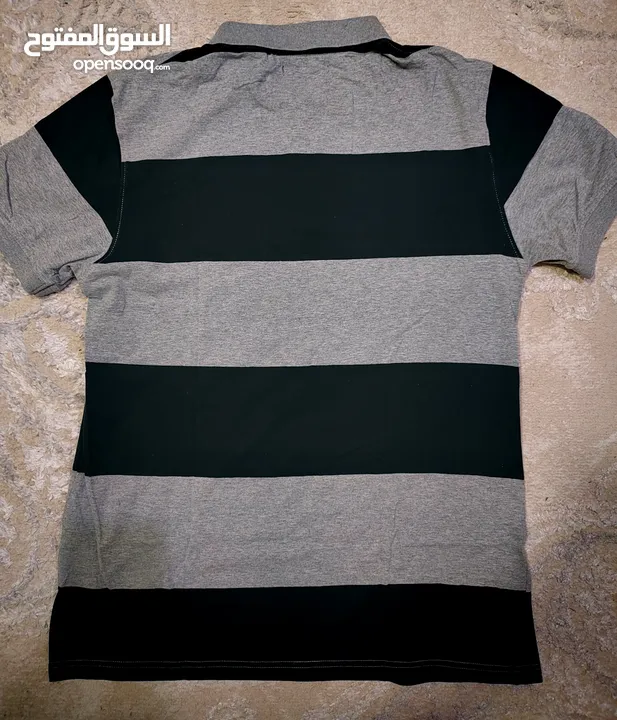 Polo Shirt - Slim Fit XL (Black & Grey Stripes)