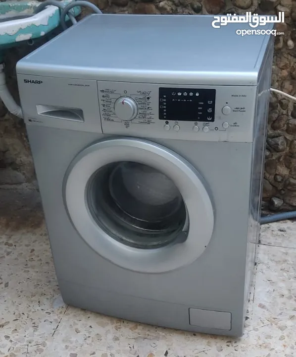 غسالة يابانية ماركة شارب 7 كيلو شبه جديدة توفير طاقة AAA+ لون سلفر