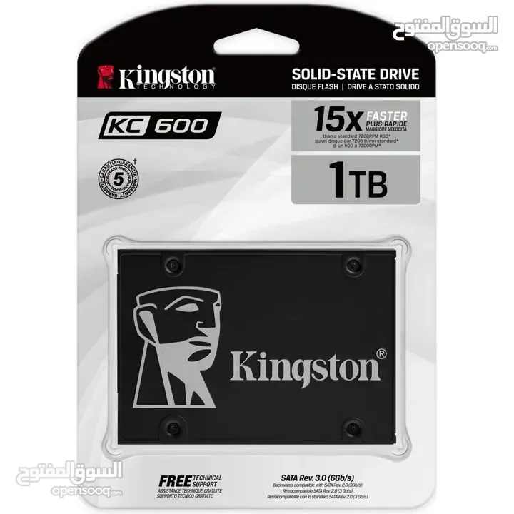 هارد دسك اس اس دي داخلي سريع 1000GB KINGSTON KC600 3D NAND 15X SPEED DESKTOP - LAPTOP GAMING SSD