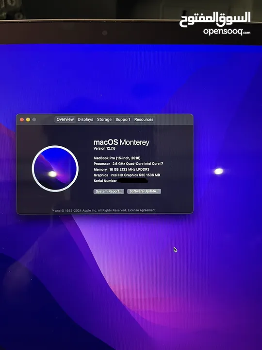 ماك بوك برو 2016 شبه جديد وكالة للبيع