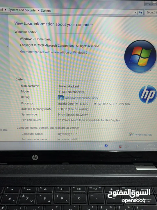 Hp laptop Core i3 windows 7