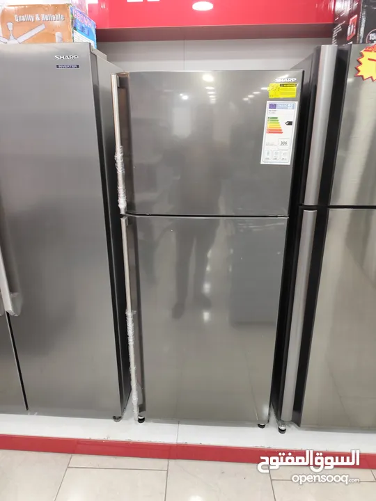 عرض نااار على ثلاجه شارب 450 لتر سلفر ستاتلس ستيل او سلفر او اسود