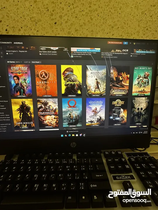 حساب ستيم يحتوي 8971 لعبة وافضل الالعاب منها gta و horizons call of duty والسعر قابل التفاوض
