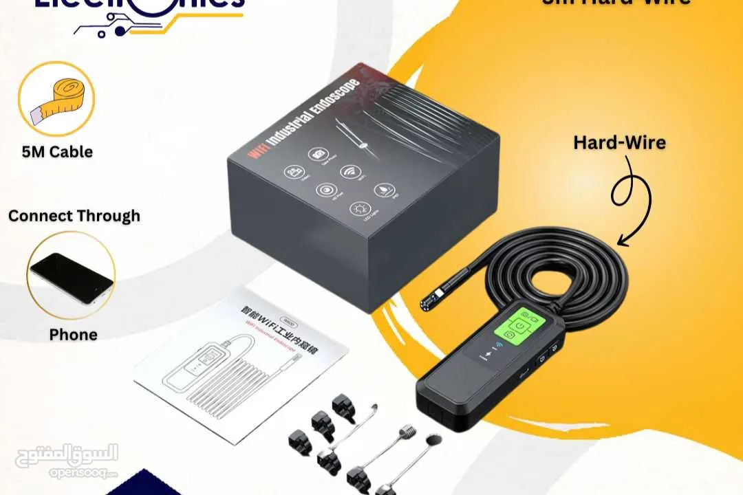 كاميرا على سلك بطول 5 متر عن طريق الواي فاي Endoscope 5M Hard Wire via Wifi