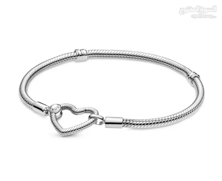 اسواره بندورا القلب بيسك Pandora Moments Heart Closure Snake Chain Bracelet