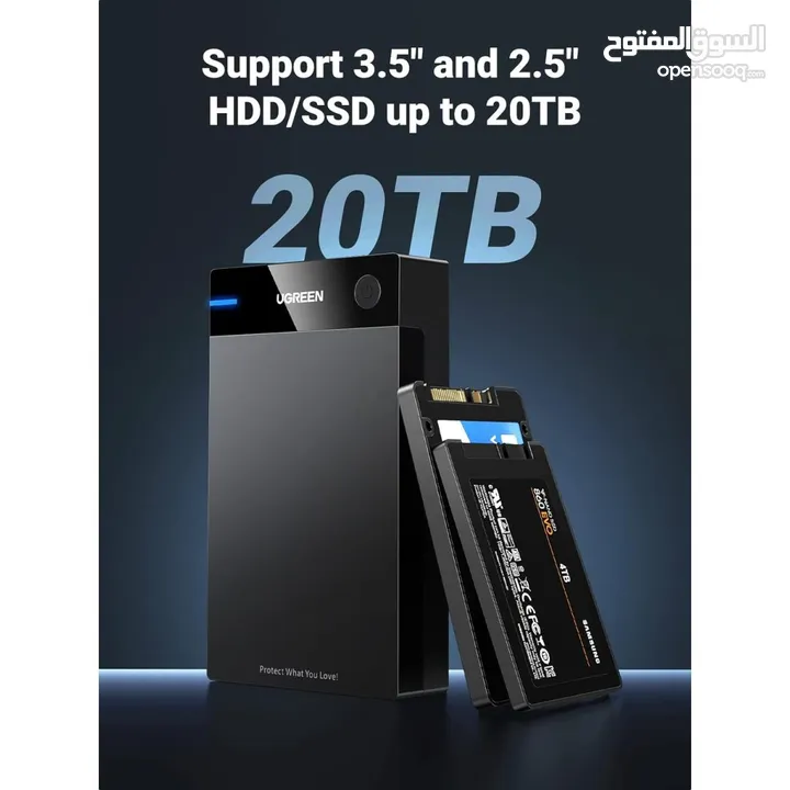 علب أقراص UGREEN الخارجية 2.5 و3.5 إنش – لتخزين وتنظيم البيانات  SATA Hard Drive Enclosure