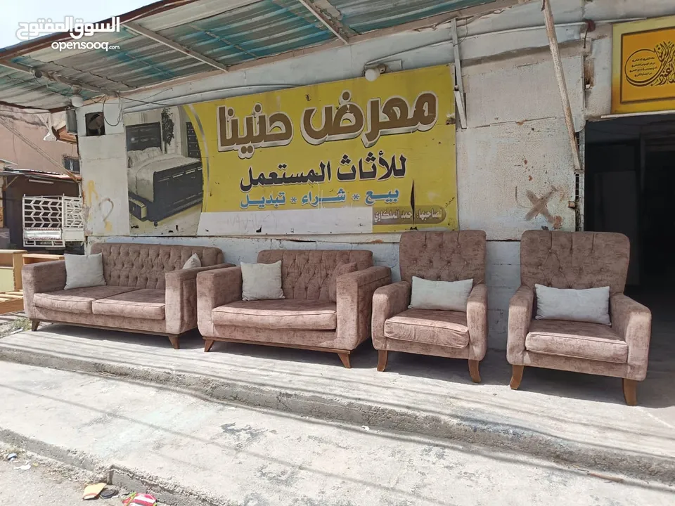 كنب تفصيل 7 مقاعد مع طاولته خشب سويد والأرجل  زان