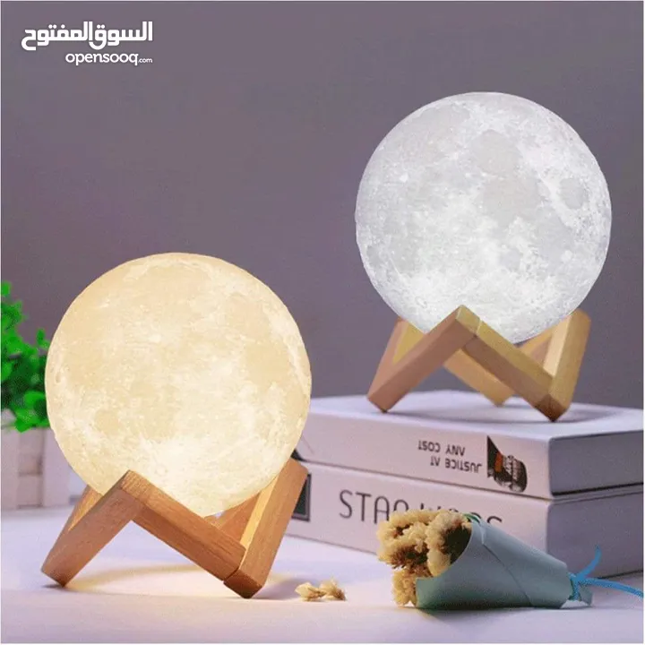 مجسم القمر المضيء moon light مع ريموت ديكور اضائه منظر يضئ الوان القمر اجمل هديه هدايا قمر اضائه