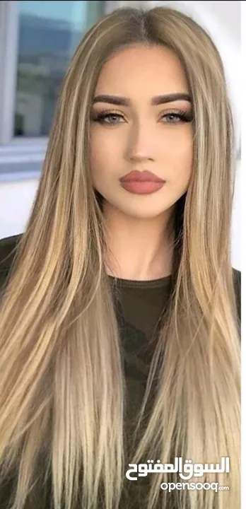شعر اكستنشن بشري طويل اوكراني باللون البلاتيني (الاشقر الفاتح ) 21 قطعه كامله طوله 17 inch او 46cm