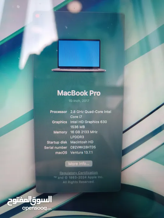 MacBook pro 15-in 2017 core i7