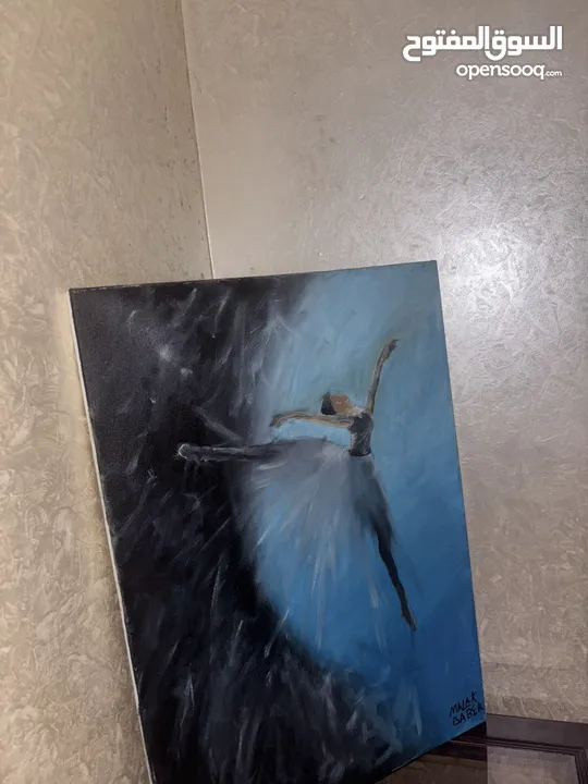 لوحة راقصة بالي  حين ترقص الروح بين العتمة والنور  When the Soul Dances Between Darkness and Light”