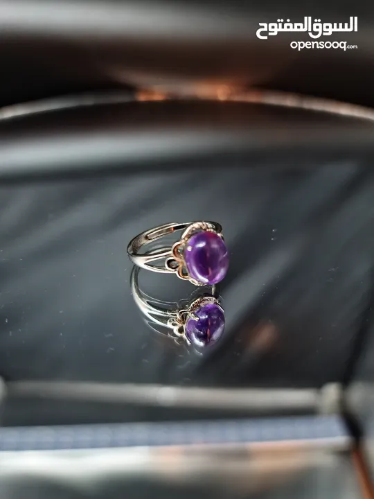 خاتم بحجر جمشت الطبيعي النسائي Natural ct 2.88  Amethyst، Women's Silver sterling 925 Italian Ring