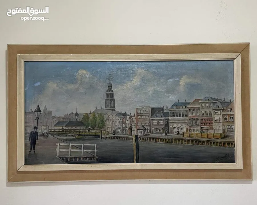 لوحة زيتية قديمة مرسومة على القماش لفنان هولندي مرسومة سنة 1935