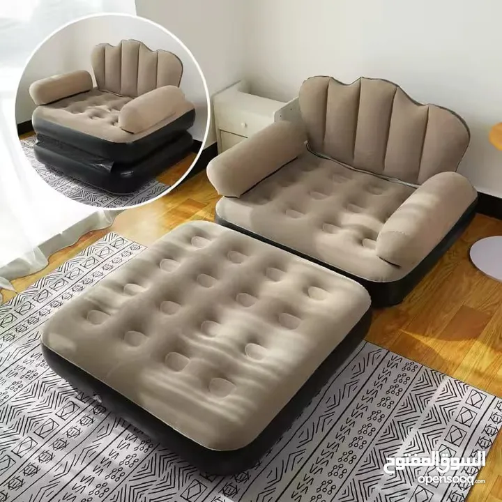 الأريكة القابلة للنفخ 2 في 1 – راحة فخمة وتصميم ذكي بقطعة واحدة! تتحول من أريكة مريحة لسرير .