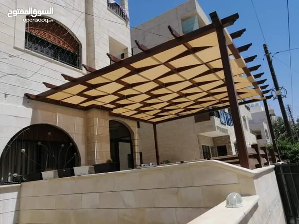 تفصيل وتركيب معرشات خشب براجولات مع اشرعه