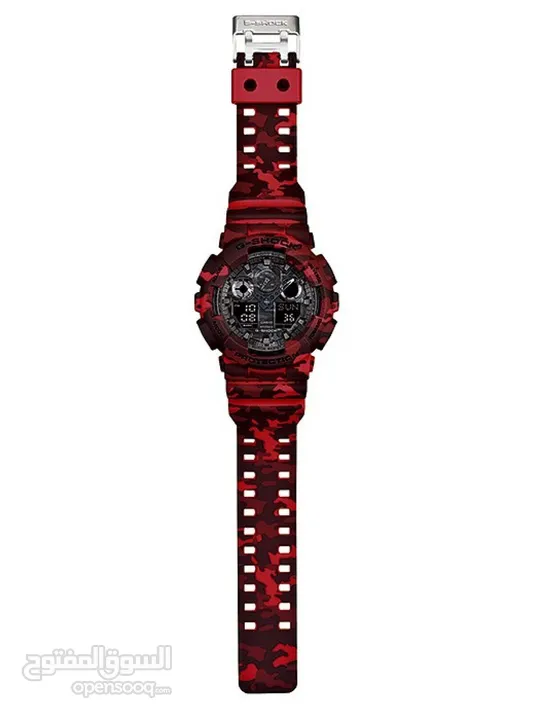 ساعة G-Shock جيشي لون أحمر بحالة ممتازة للبيع