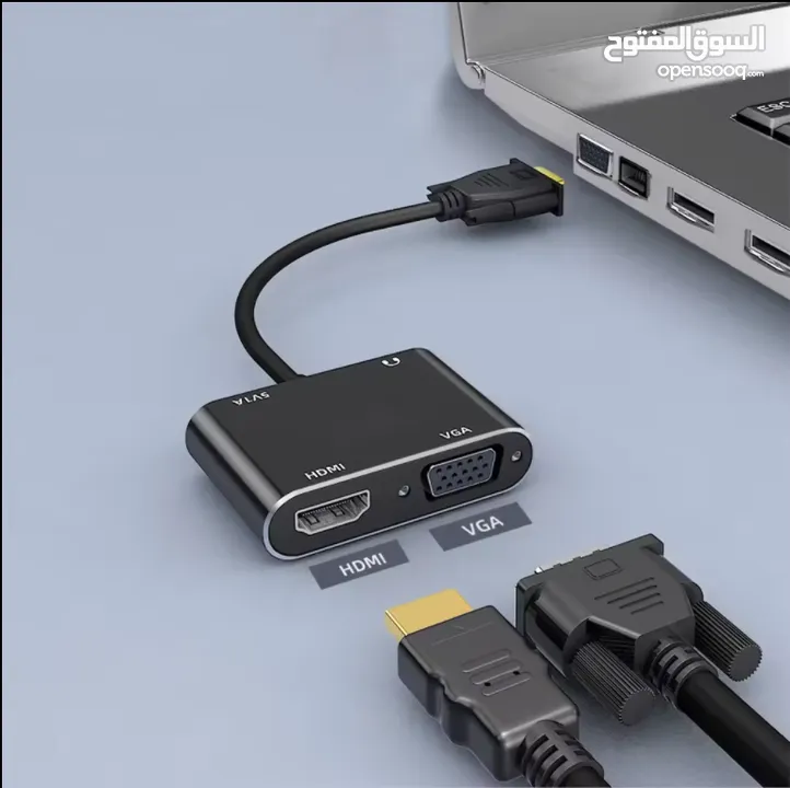 محول VGA إلى HDMI + VGA: شاشة مزدوجة عالية الوضوح / السعر شامل التوصيل