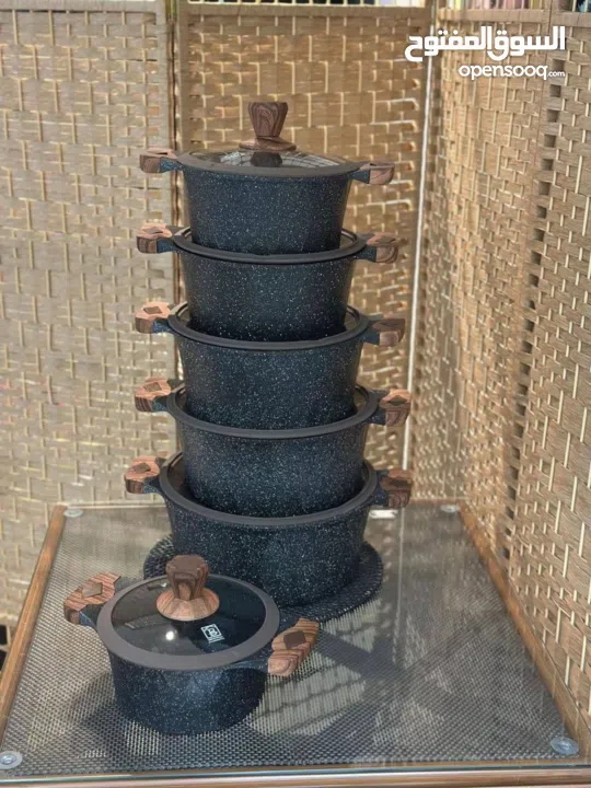 طقم طناجر الدبابة الاصلي جرانيت مكفول 6 قطع