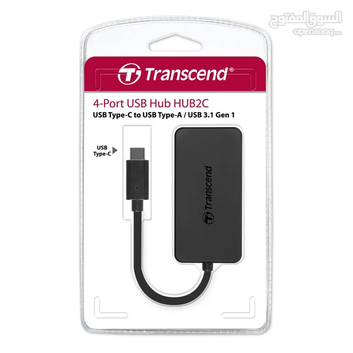موزع  USB HUB عالي السرعة 3.1 و 4 مداخل Transcend HUB2C Type-C 4 Port USB HUB SuperSpeed 3.0