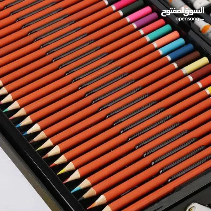 طقم الوان رسم للاطفال كافه انواع الالوان المائيه والشمعيه والخشبيه  والماجيك وادوات الرسم 145 قطعه