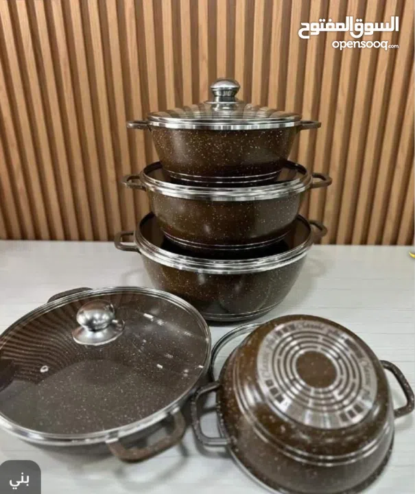 طقم طناجر جرانيت سكب  ثقيل أثقل وافضل نوعية في السوق  5 قطع مكفول 5 سنوات ارضية  إندكشن يعني مستحيل