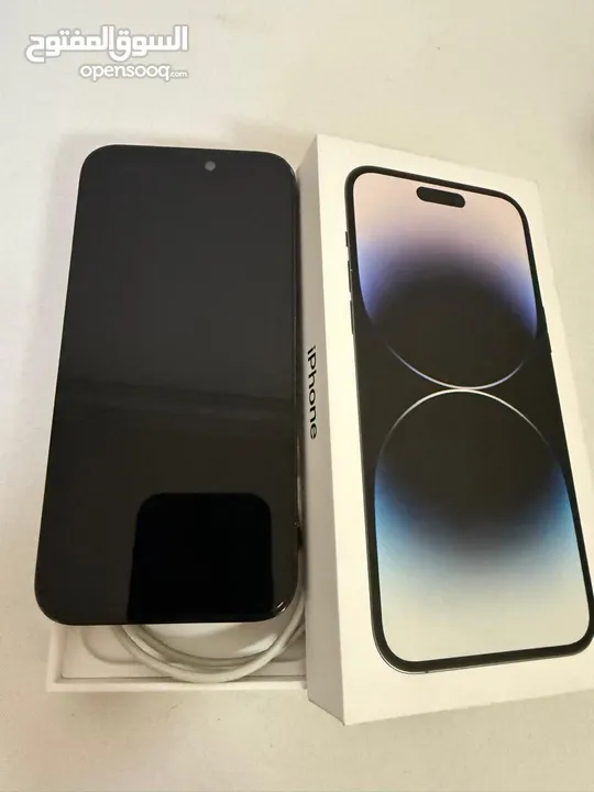 iPhone 14 Pro Max بحالة ممتازة، 128 أسود، مع كامل ملحقاته – للجاد فقط”
