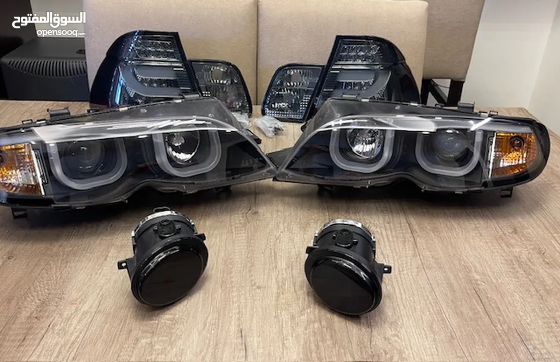 ‏  New Lights BMW 2003/04 E46 Sedan طقم اضاءة امامي، خلفي، كشافات، جديد.  BMW E46