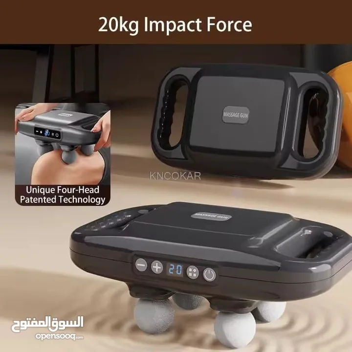 مسدس تدليك بأربعة رؤوس   جهاز تدليك احترافي عميق للأنسجة الكاملة للجسم للخصر والساق والظهر