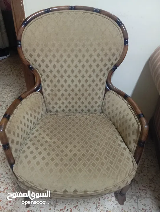 طقم كنب 7 مقاعد خشب زان مستعمل شبه جديد