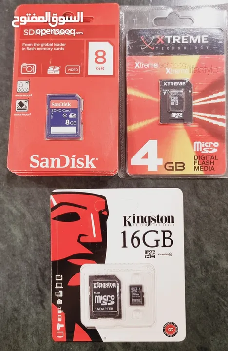 كروت ذاكرة و فلاشات ميموريMicroSd Cards with and without adapter Kingston - SanDisk - Toshiba - Inte