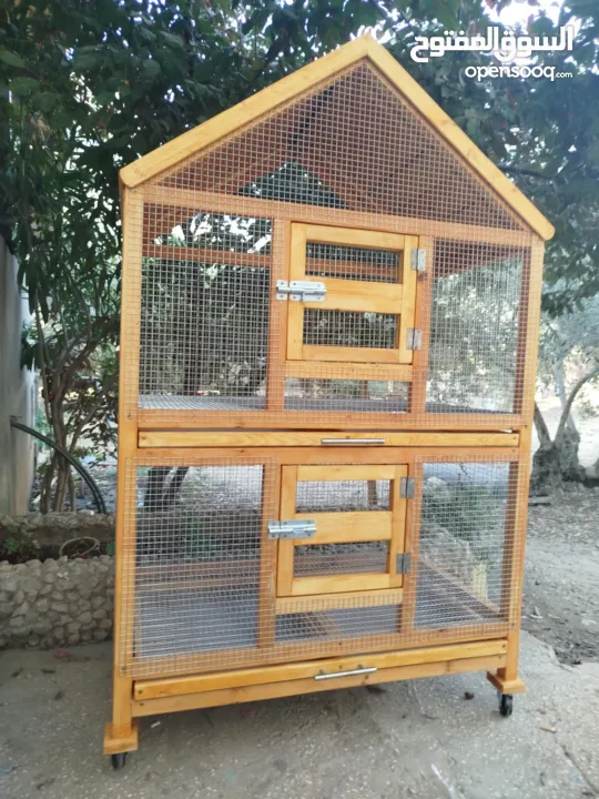 قفاص طيور طبقتين مع جوارير