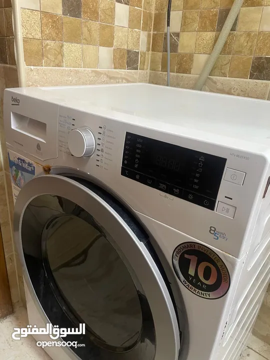 غسالة ونشافة بيكو اتوماتيكيه سعه 8 كغم Beko للبيع غسالة بحالة جيدة تعمل بكفاءة عالية مع تنشيف