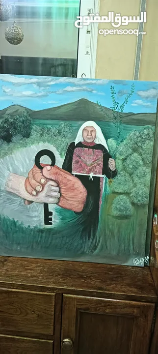 عده لوحات كانفس ألوان الأكليرك احجام  45سم  في 50سم لعشاق الرسم