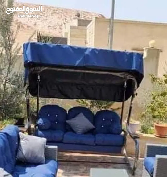 مراجيح ثلاثية وثنائية ورباعية واطقم رتان 5 و7 مقاعد واطقم كنب حديد قوية وعش البلبل حجم جامبو رائعة