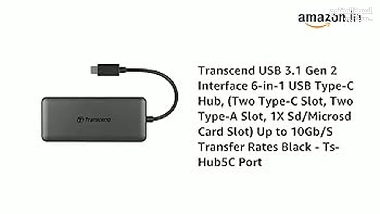 موزع USB HUB عالي السرعة 3.1 و  Transcend HUB5C Type-C 6 in one Port USB HUB SuperSpeed 3.1