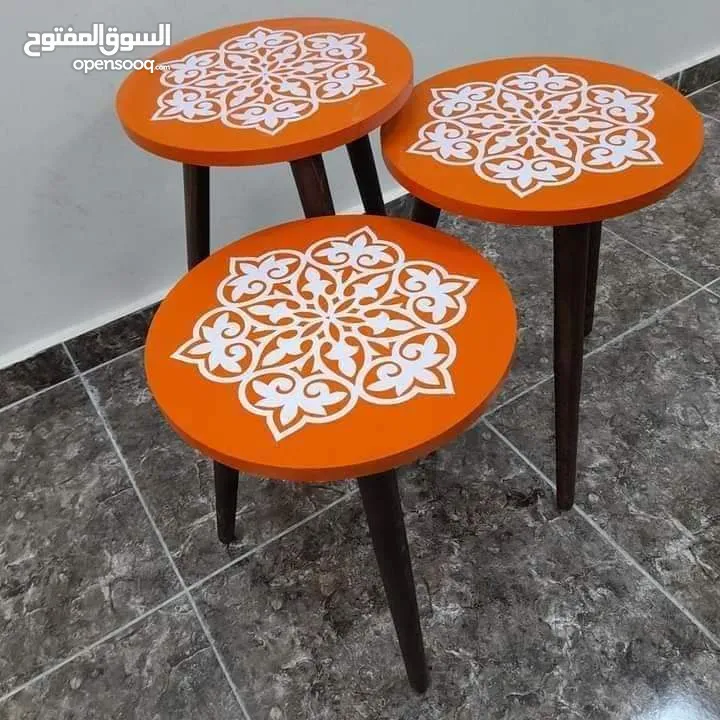 طاولات سرفيس 3 قطع ب 15 دينار  الاطقم pvc حراري  مقاوم للمي والرطوبه الخدوش ومكفولين  سارع بالطلب  .