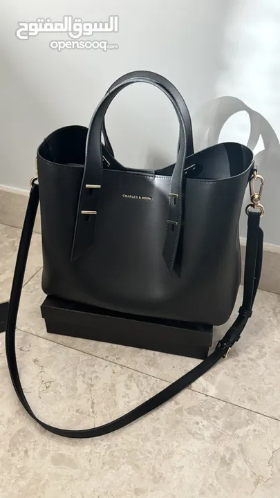 شنطة تشارلز اند كيث اصلية  Black Shania Tote Bag - CHARLES & KEITH