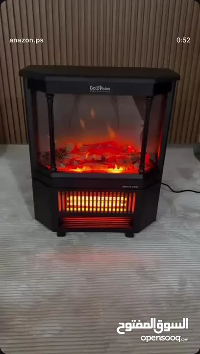 صوبة فايربليس ديكورية فاخرة قوة 2000 واط لتدفئة عالية جداً 3 أعمدة + هيتر هواء ساخن