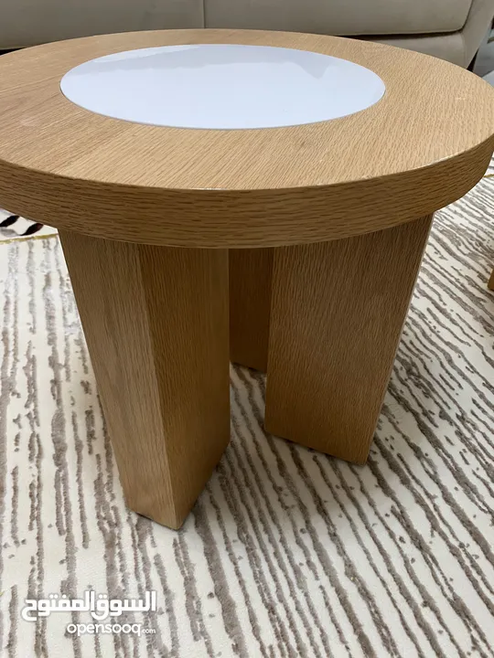 Wooden centre table and 4 side tables