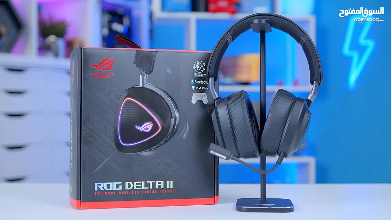 ASUS ROG Delta II Wireless Gaming Headset (BT, ROG SpeedNova 2.4GHz اعلى سماعه العاب من اسوس