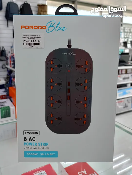 PORODO 8 AC POWER STRIP UNIVERSAL SOCKET