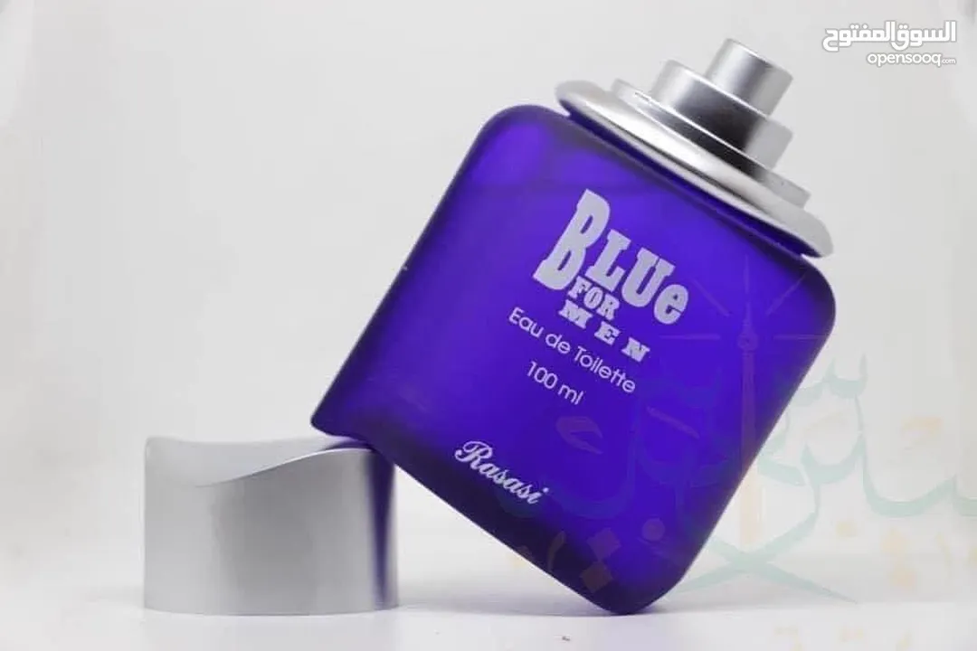 Blue for men perfuim  من الرصاصي (Rasasi).  ينتمي لعائلة العطور العطرية بالتوابل.  العطر الذكوري