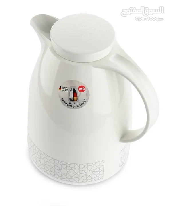 براد ايسما ( قهوة / شاي ) 1 ليتر ( علامة الجودة )  Emsa Auberge Thermal Jug SL 1L, White/Pr Gold