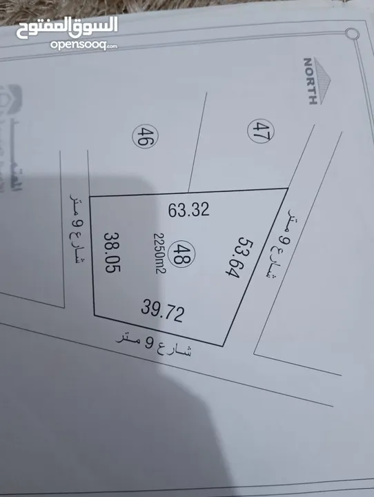 قطعة ارض في الطلحية شارع الغاز مخطط وادي الربيع على ثلاث شوارع مساحتها 2250م السعر36الف