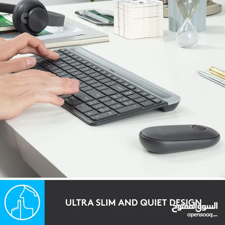 لوحة مفاتيح و ماوس لاسلكيان Logitech MK470 SLIM  من لوجيتك جديده  بسعر حرق