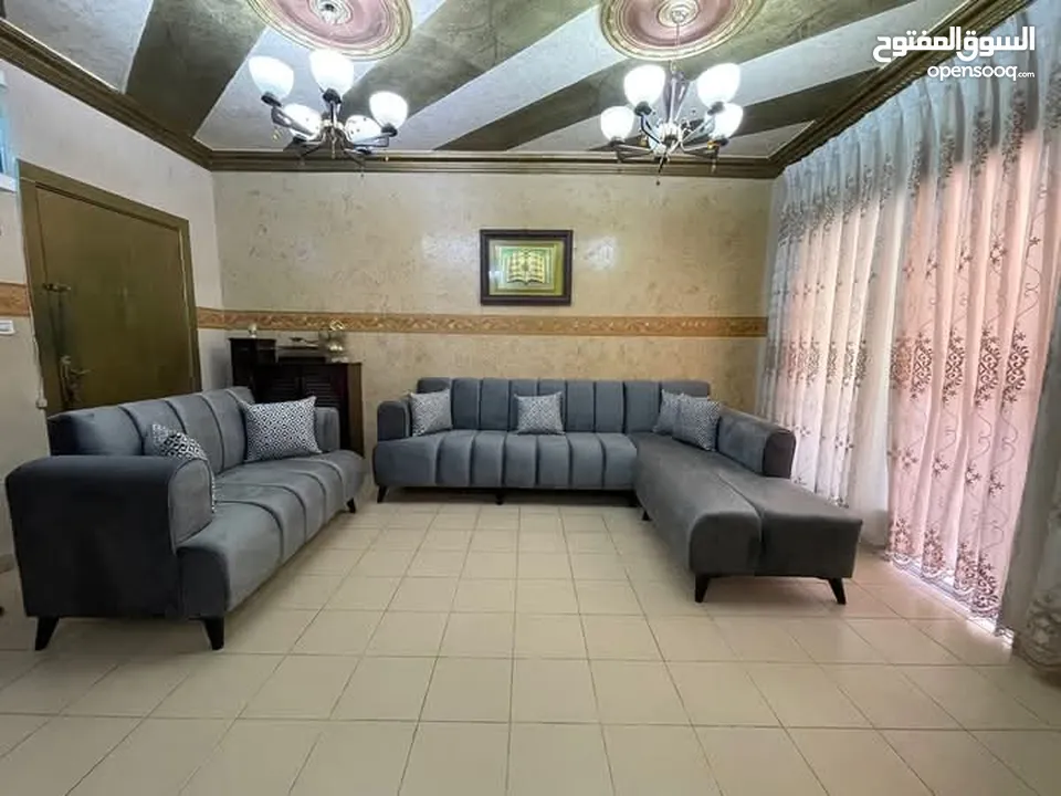 طقم كورنر مودرن خشب لاتيه وقراط قماش مخمل وتر برو