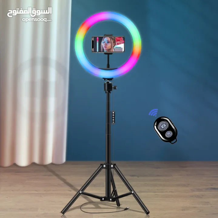 رينغ لايت مضيئ RGB ووضعيات ألوان مختلفة Ring Light RGB 56CM